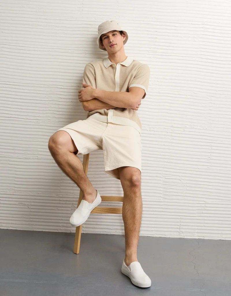 American Eagle AE Striped Button-Up Sweater Polo